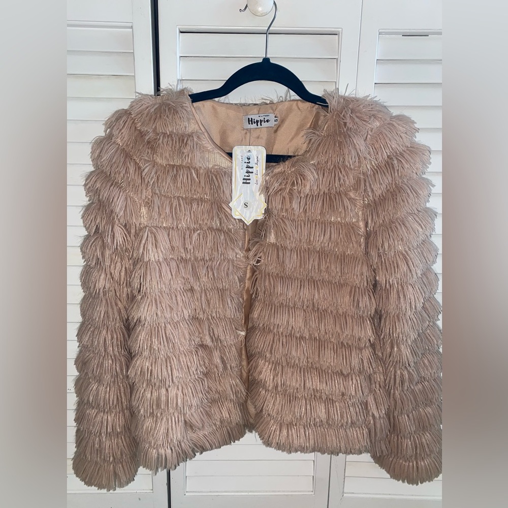 NWT military hippie fringe jacket
